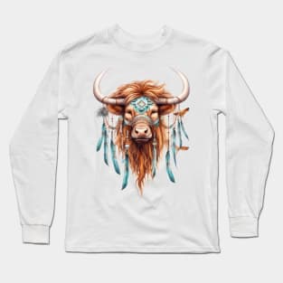Native American Highland Cow Long Sleeve T-Shirt